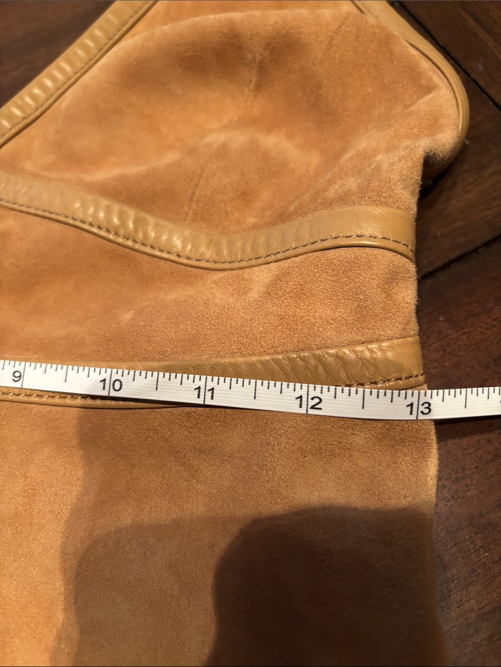 “Rare” Coach Suede Halter Peplum Top - Cognac - Picture 12 of 13